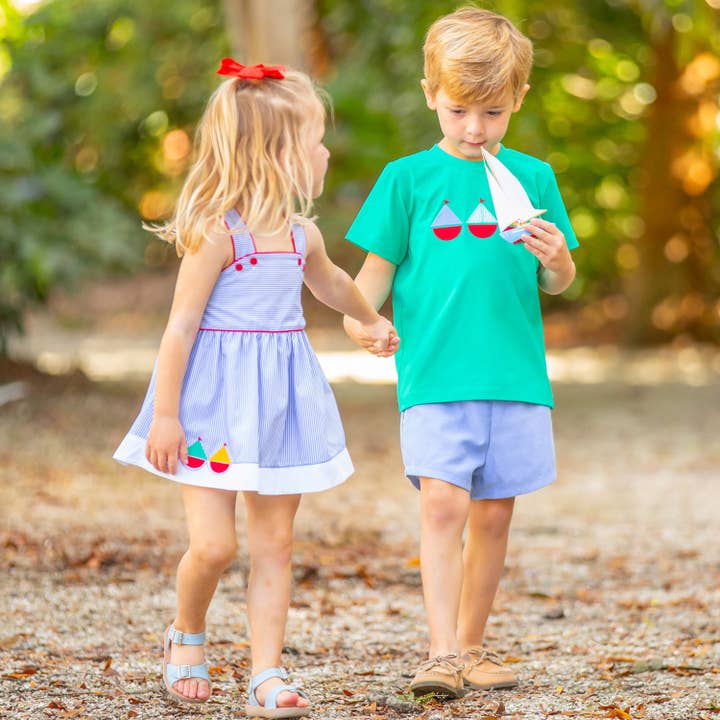 Shrimp and Grits Kids - Wholesale Bodysuit (Non-Footed) - Baby - Girls Applique Skirted Bubble - Set Sail
