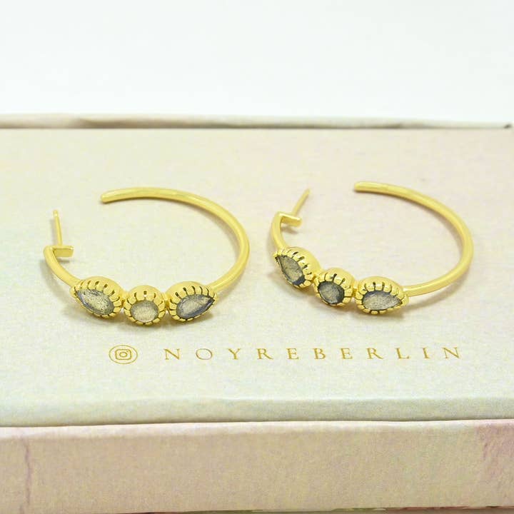 Schmuckoo Berlin - Wholesale Hoop Earrings - Oaklyn Hoop Earring Gold Plated - Labradorite3