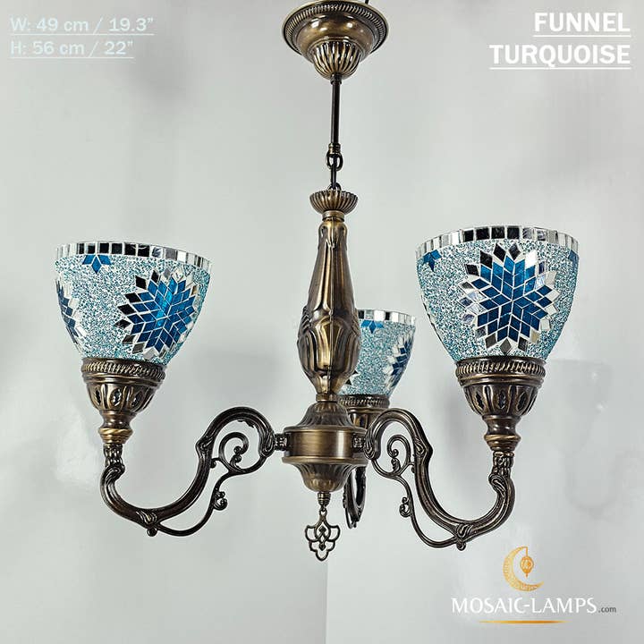 Mosaic Lamps – Candeeiro/lâmpada suspensa por atacado – Mosaico 3 Globo Feito à Mão Turco Marroquino Árabe Oriental Boh41