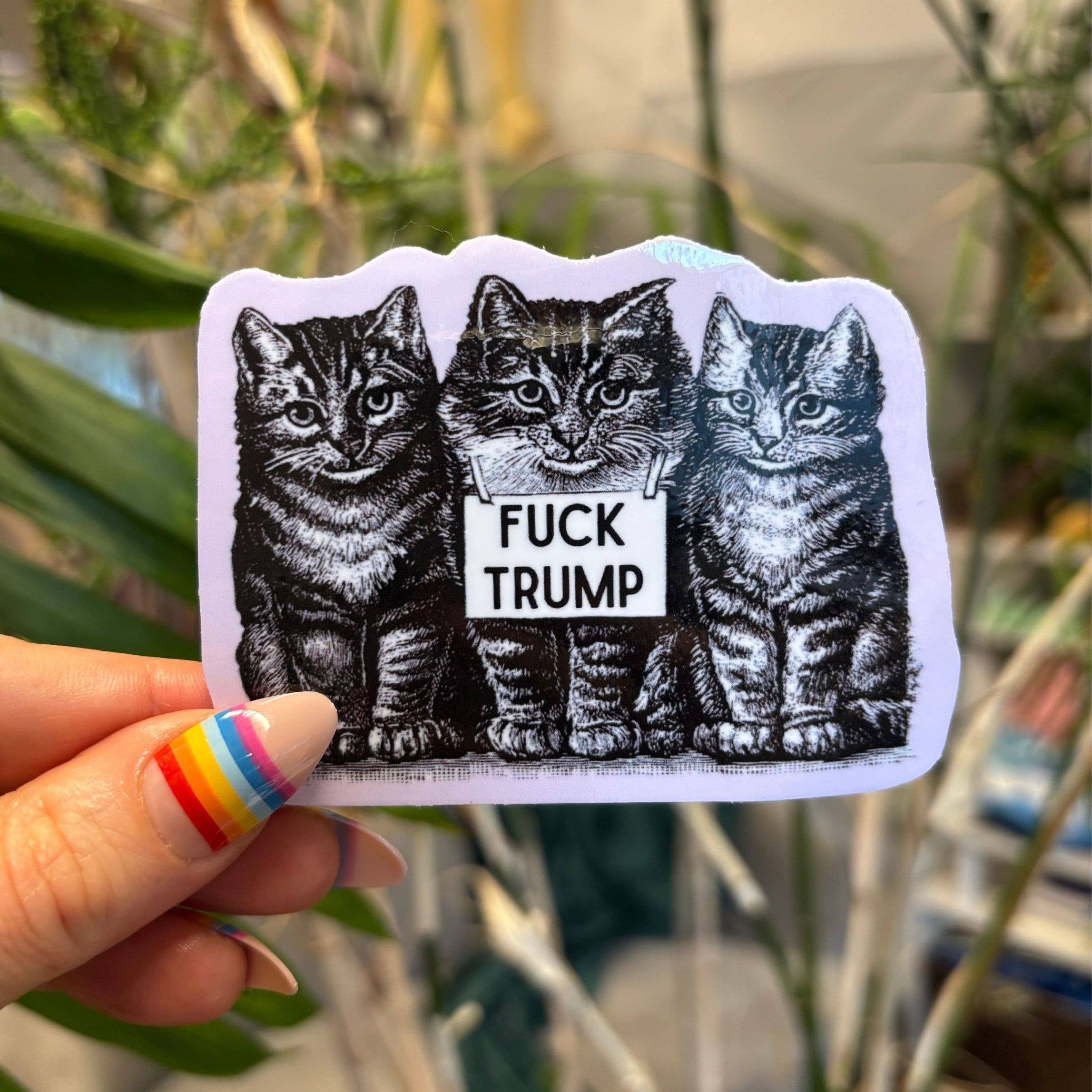 GetBullish - Wholesale Sticker - Fuck Trump Vintage Cats Sticker | Vinyl Die Cut Decal0
