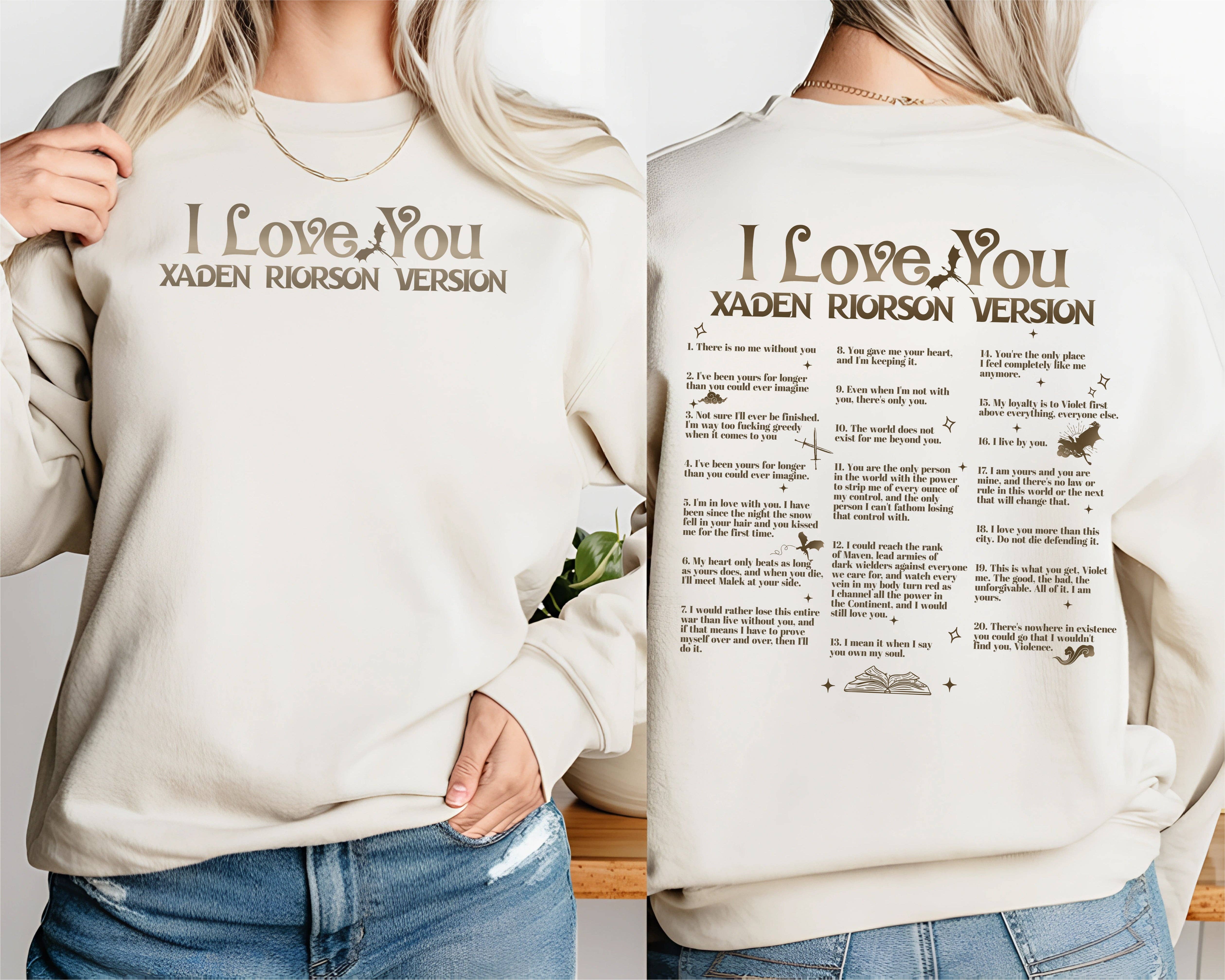 MagicMerchEmporium – Großhandel Sweatshirt mit Grafikdruck – Damen – "Ich liebe dich - Xaden Riorson Version" Sweatshirt - Fourth Wing3