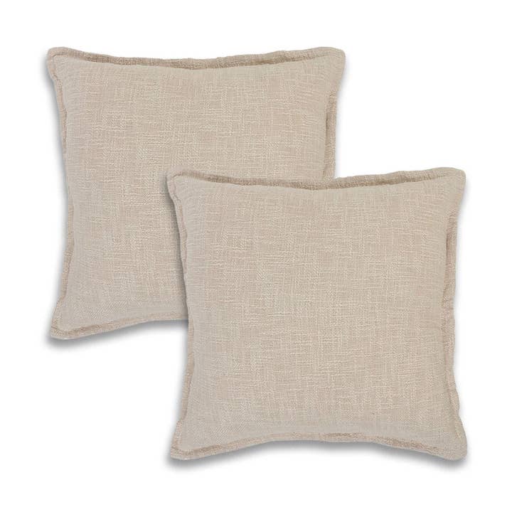 Aaron Solid Organic Cotton Square Throw Pillow Set, Birch for wholesale by LR Home