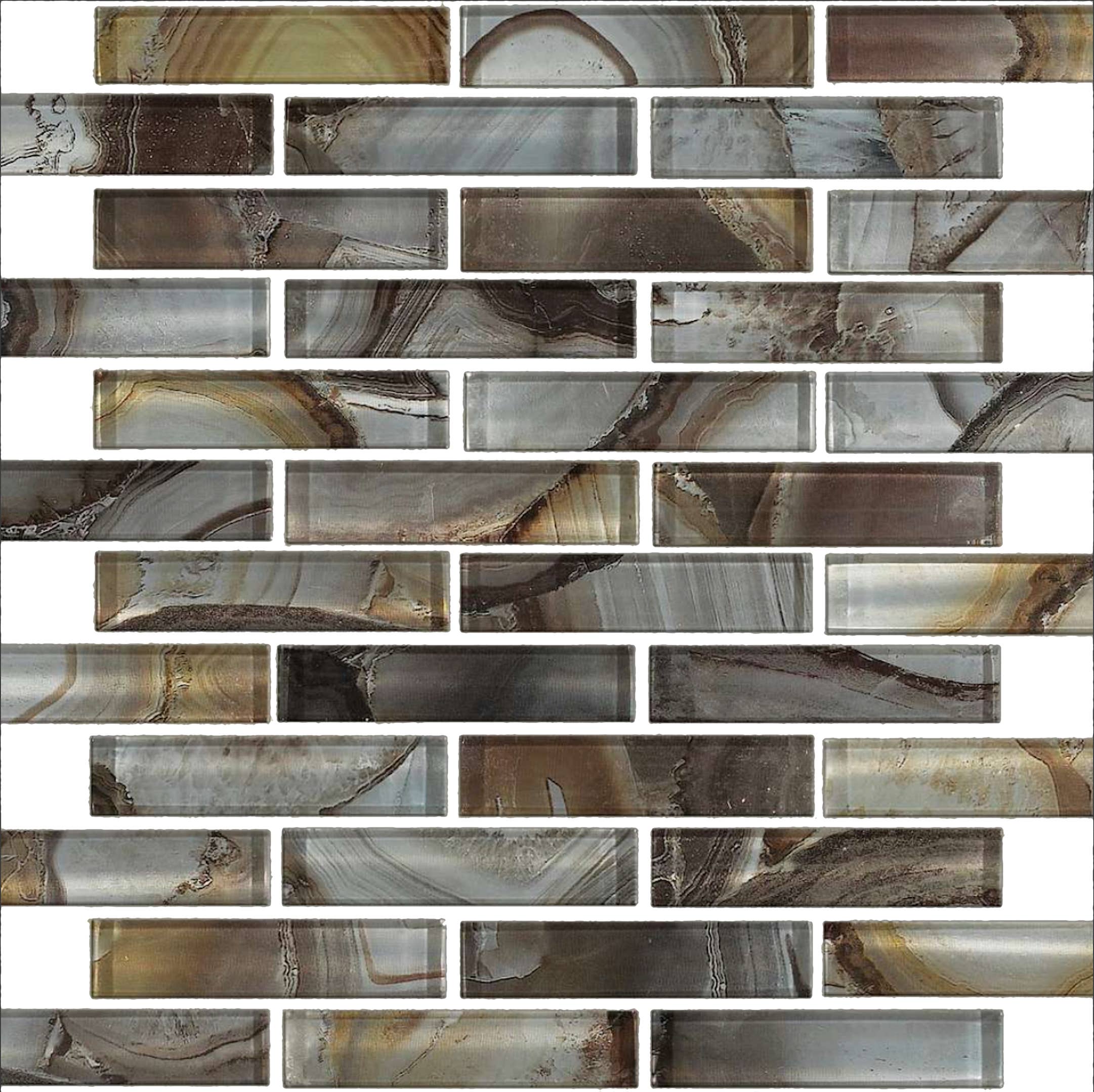 Thomas Avenue Ceramics - Vente Carrelages muraux - Mosaïques linéaires aléatoires en verre nacré de 12 « x 12"8