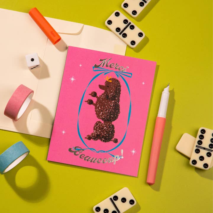 Lucky Goods Paper - Wholesale Thank You Card - Merci Beaucoup Poodle – Foil Thank You ✿ Appreciation Card1