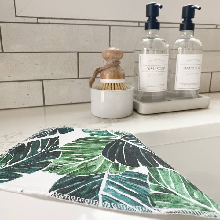 Paperless Towels Set for Eco-Friendly Cleaning in Monstera for wholesale by Hammer & Thread