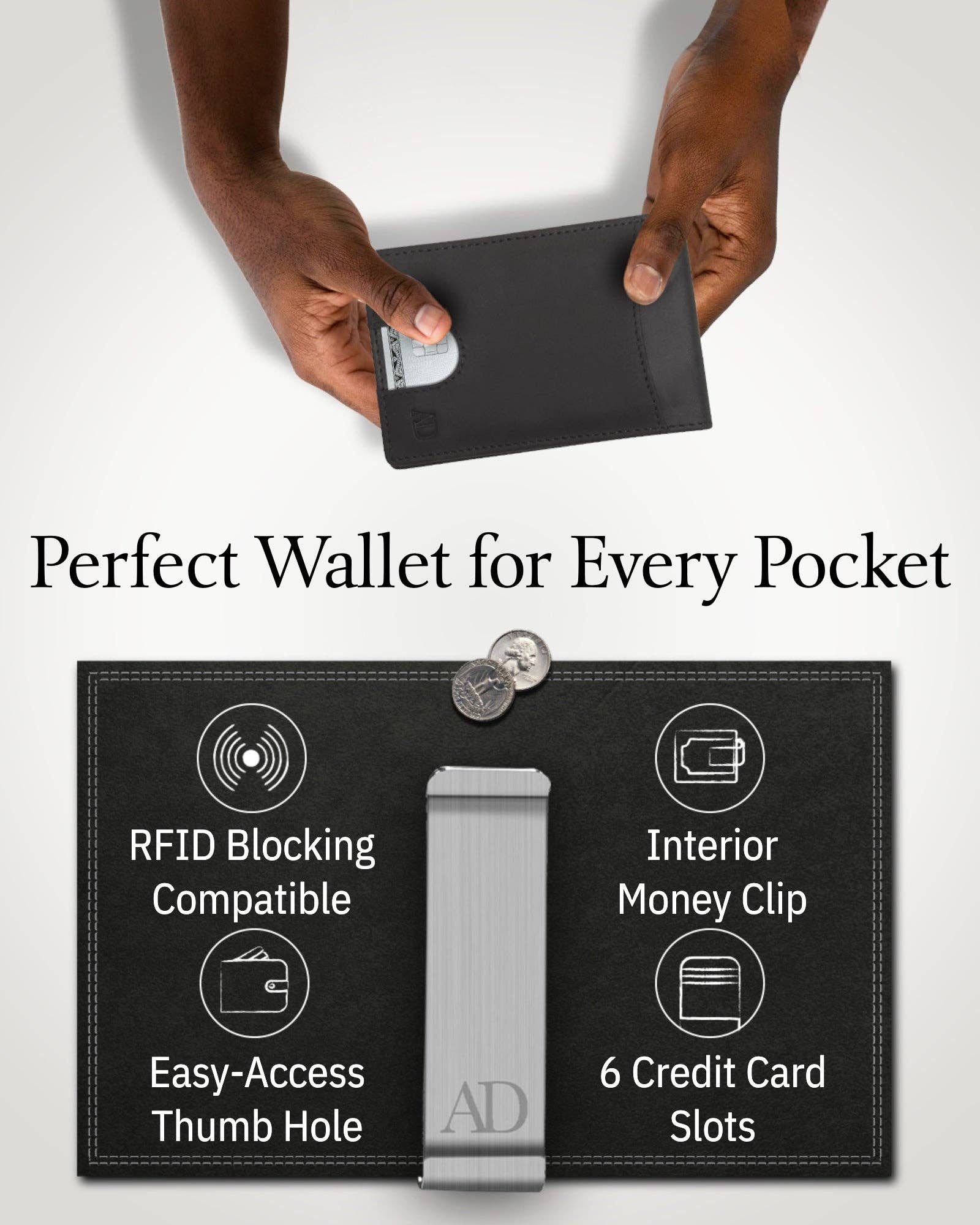 Access Denied Accessories - Wholesale Wallet - Men’s - Real Leather Wallets For Men Money Clip Bifold Wallet RFID21