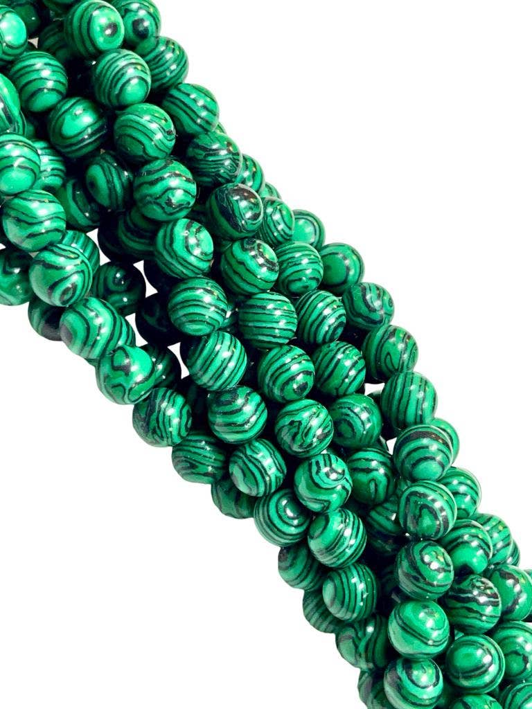 TRIVENI USA INC - Wholesale Beads - Malachite Gemstone Round Beads Strand 6mm 8mm 8