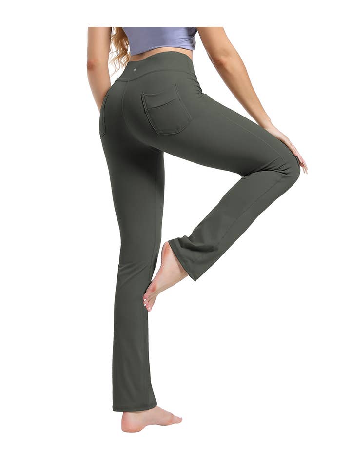 Rosa Clothing - Wholesale Athletic Pants - Women's - Women's Straight Leg Yoga Pants with Pocket _33"inseam