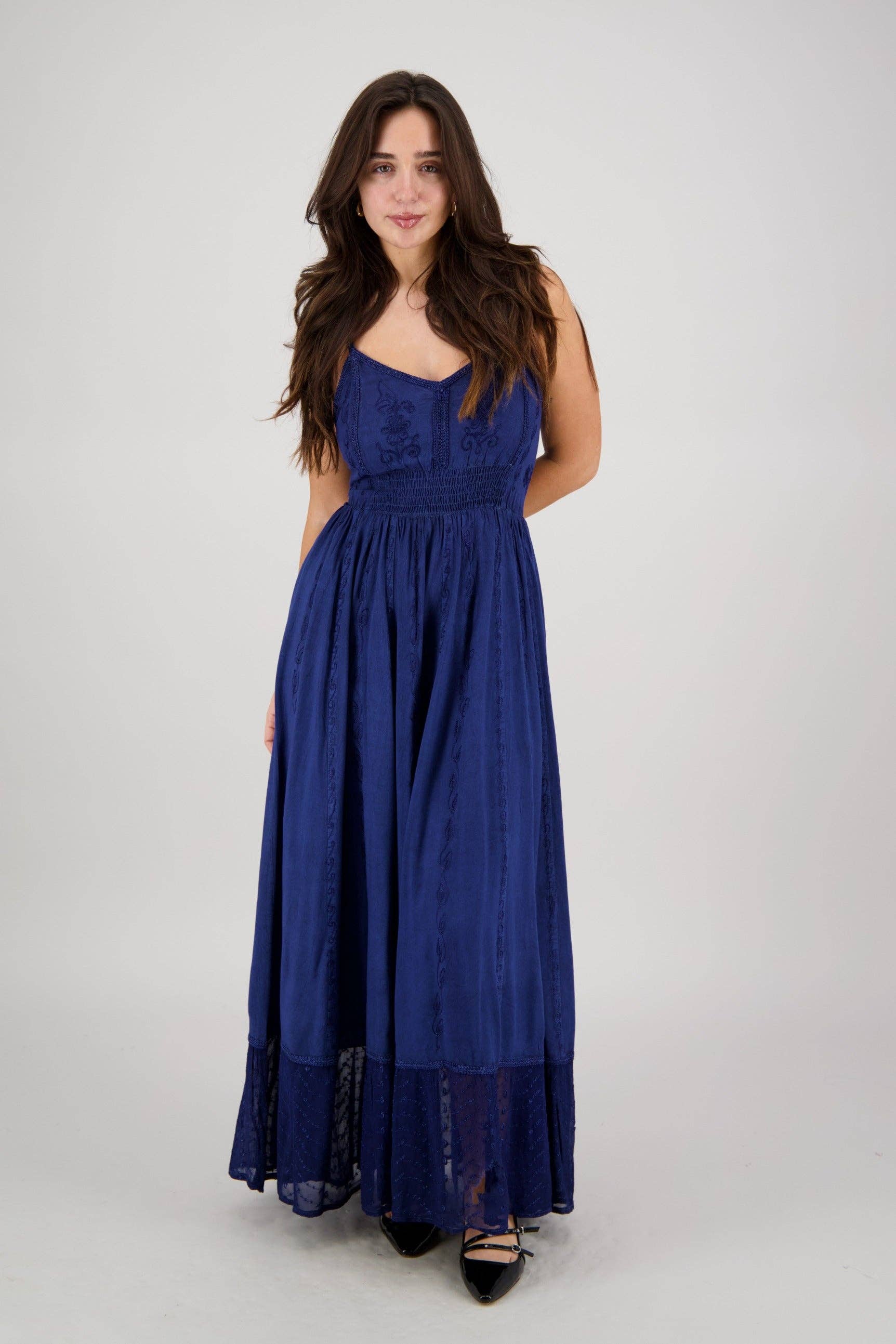 Advance Apparels - Wholesale Dress - Women's - Sheer Hem Smocked Maxi Dress ADL-2532428