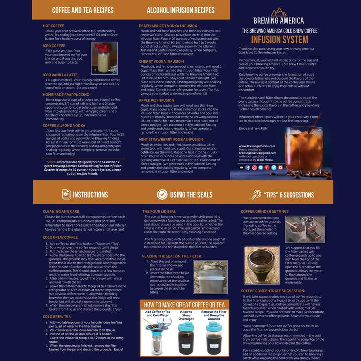 Brewing America - Wholesale Coffee Filter - Cold Brew Filter for Mason Jar Wide Mouth Coffee Maker, Stainless Steel (2 Quart / 64 Ounces)3