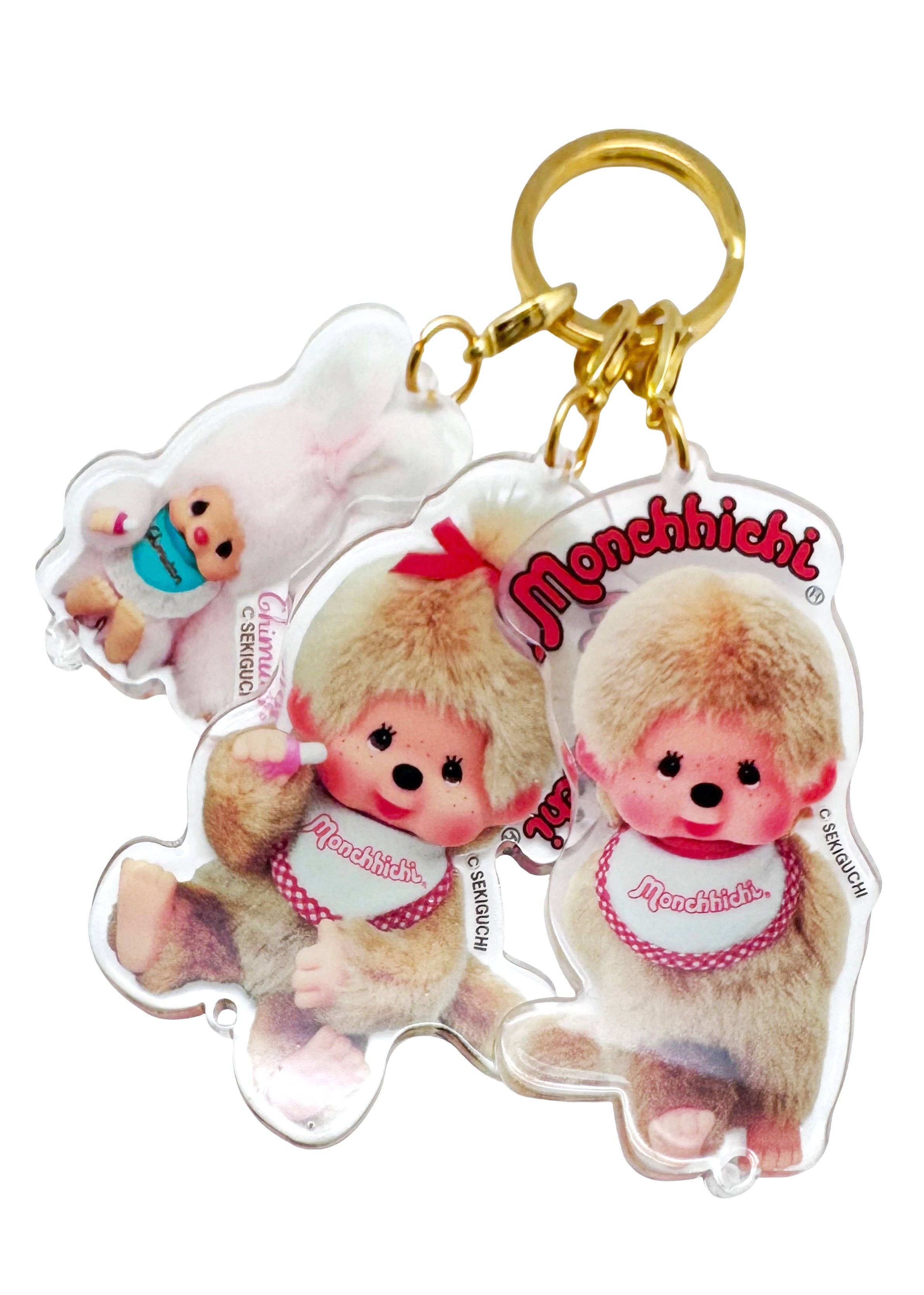 LASR - Wholesale Keychain – Women's - Monchhichi Beige & Chimutan 3PC Acrylic Keychain0