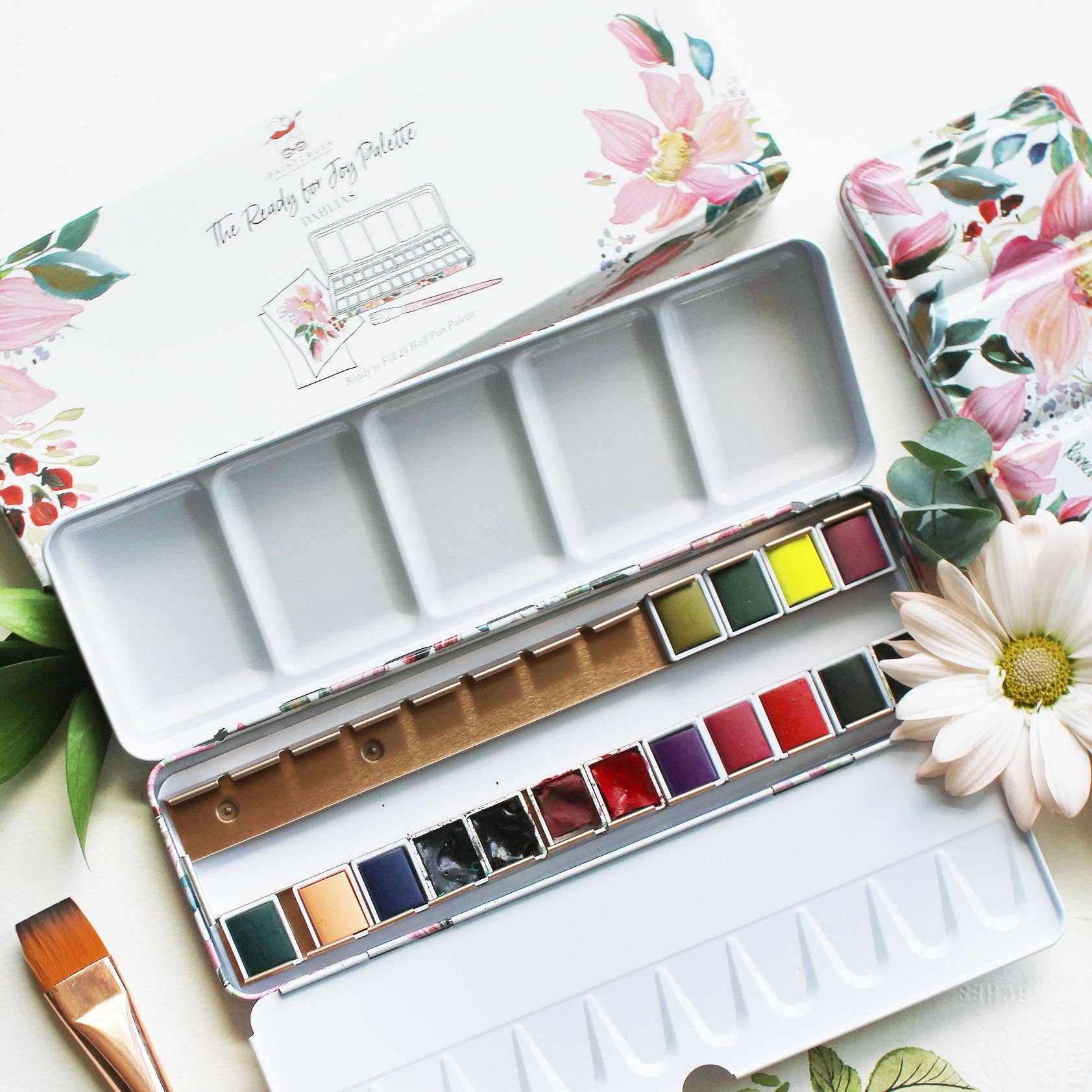 Paintcrush - Wholesale Palette/Mixing Tray - The Ready For Joy Empty Watercolor Palette - Dahlias4