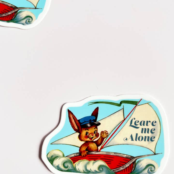 The Coin Laundry - Wholesale Sticker - Leave Me Alone Sticker - Funny Rabbit in Boat Stickers