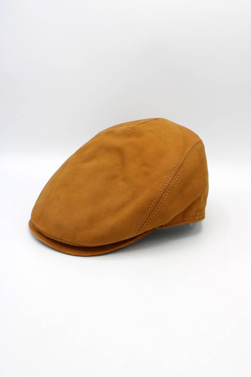 Hologramme Paris – wholesale News boy/school boy hat – Men's – Leather Cap 18258 - Camel