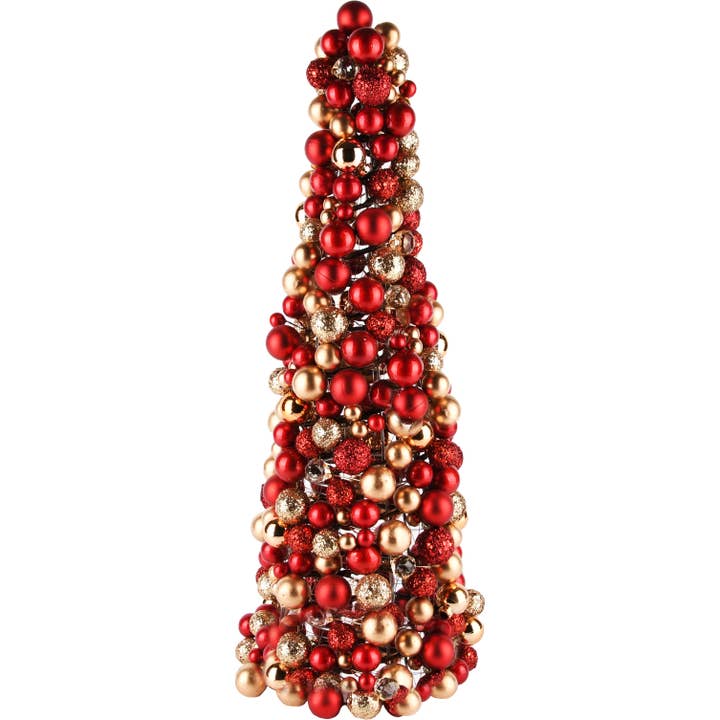 Kegel mit Kugeln, rot/gold, PVC, 14x14x43cm für den Großhandel von Dekoratief