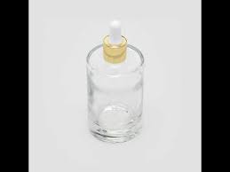 The Bottle Shoppe – Suporte de óleo essencial por atacado – Frasco cilíndrico de vidro transparente 60 ml com conta-gotas dourado1