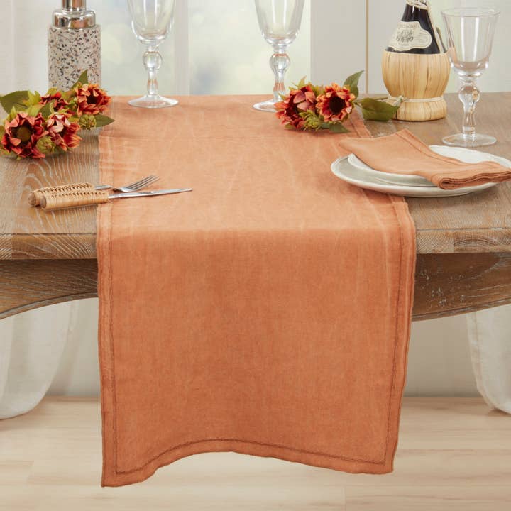 Saro Lifestyle - Wholesale Table Runner - Stonewashed Overlock Edge Table Runner35