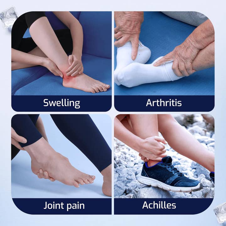 AllSett Health - Wholesale Hot/Cold Compress - Ankle Ice Pack Wrap for Swelling - Hot/Cold Therapy Ankle Ice Wrap for Foot Pain Relief, Heel Pain Relief, Plantar Fasciitis, Achilles Tendonitis Relief, Sprained Ankle Compression, Small/Medium