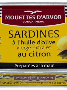 Mouettes d'Arvor Whole sardines in EVOO w/ lemon for wholesale by French Feast