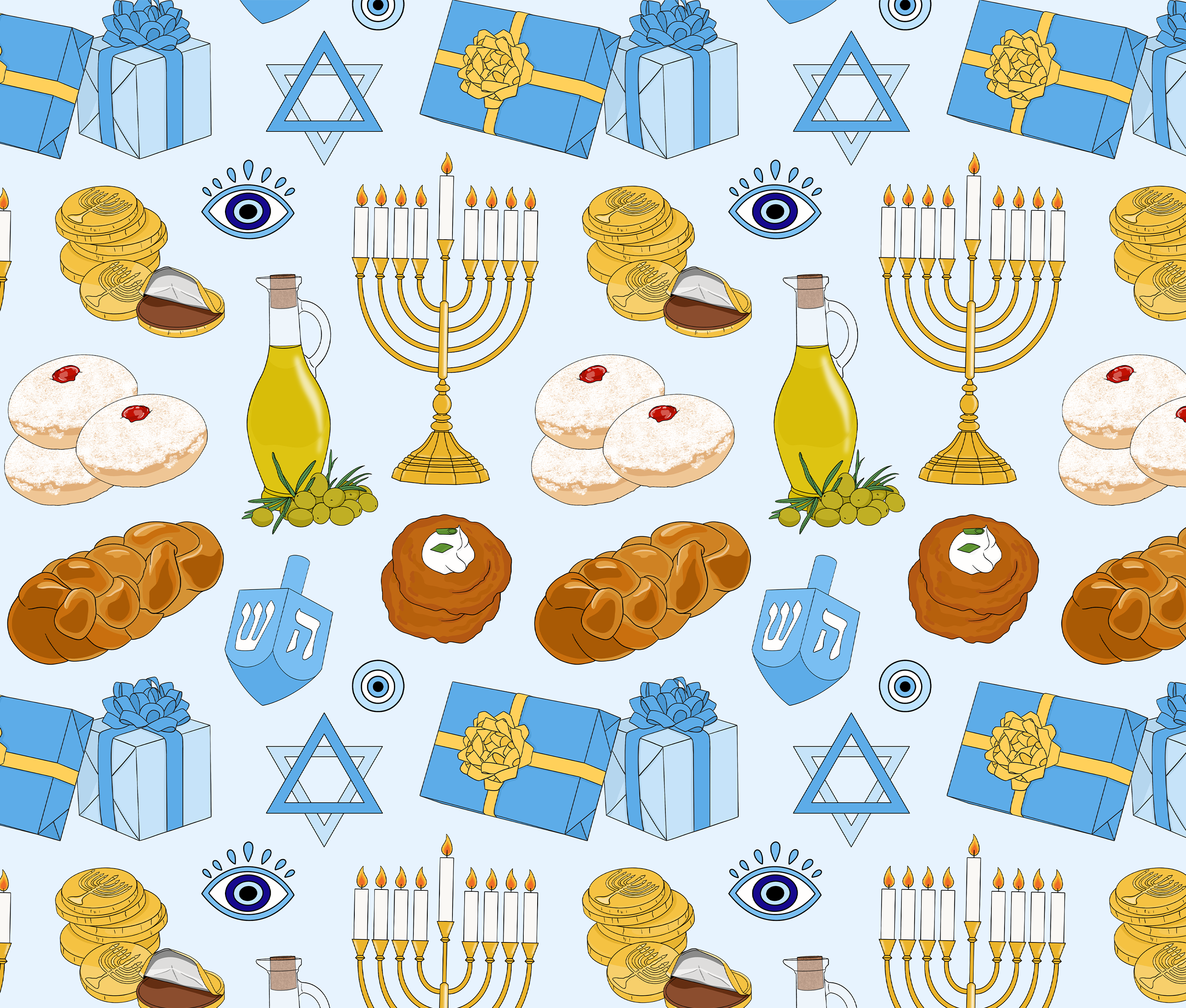 Sammy Gorin LLC - Wholesale Wrapping Paper Roll - Festival of Lights Hanukkah Wrapping Paper1