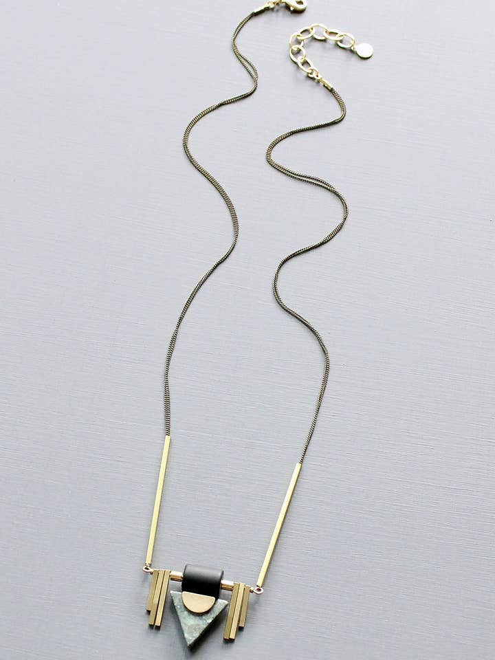 JLT124 green jasper Artdeco necklace for wholesale by David Aubrey Jewelry