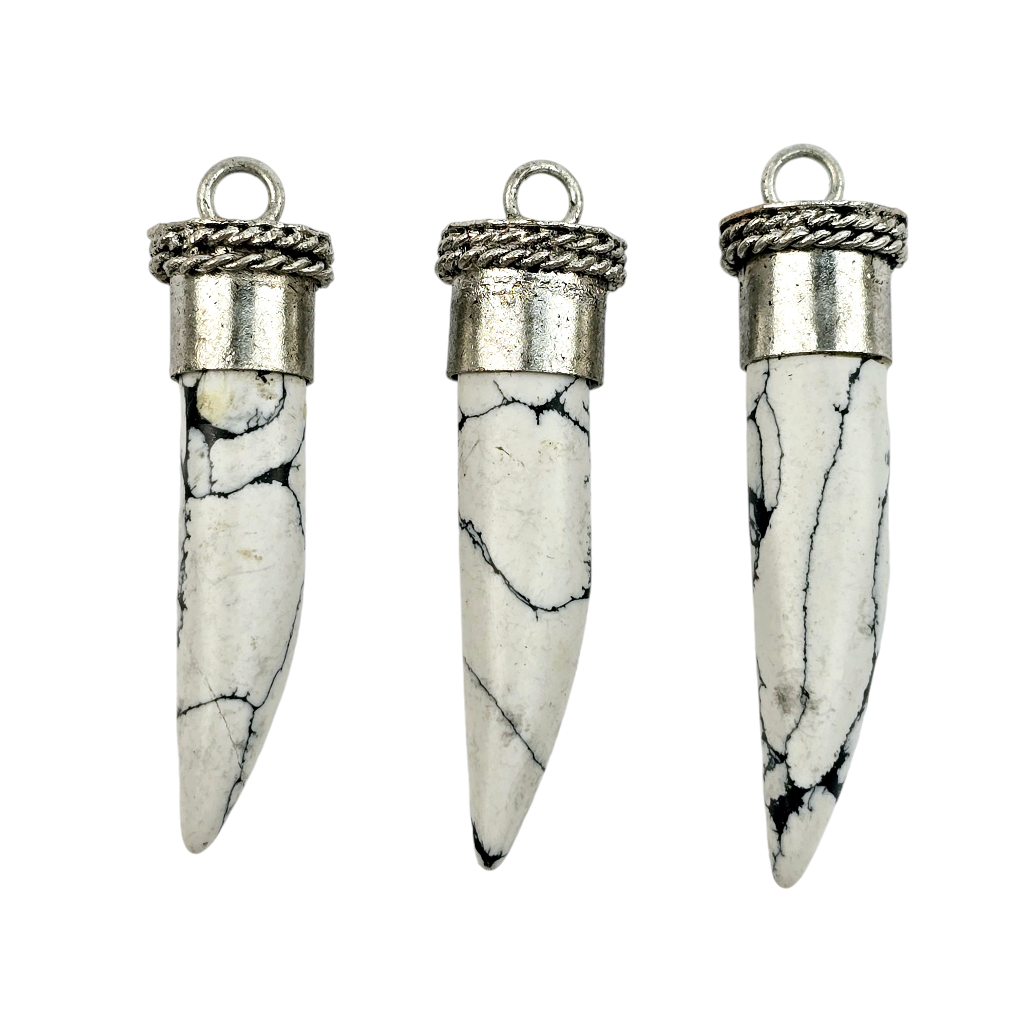 Jewelers Paradise - Wholesale Individual Charm/Pendant - Howlite Tibetan Horn Pendant You Choose Color and Finish3