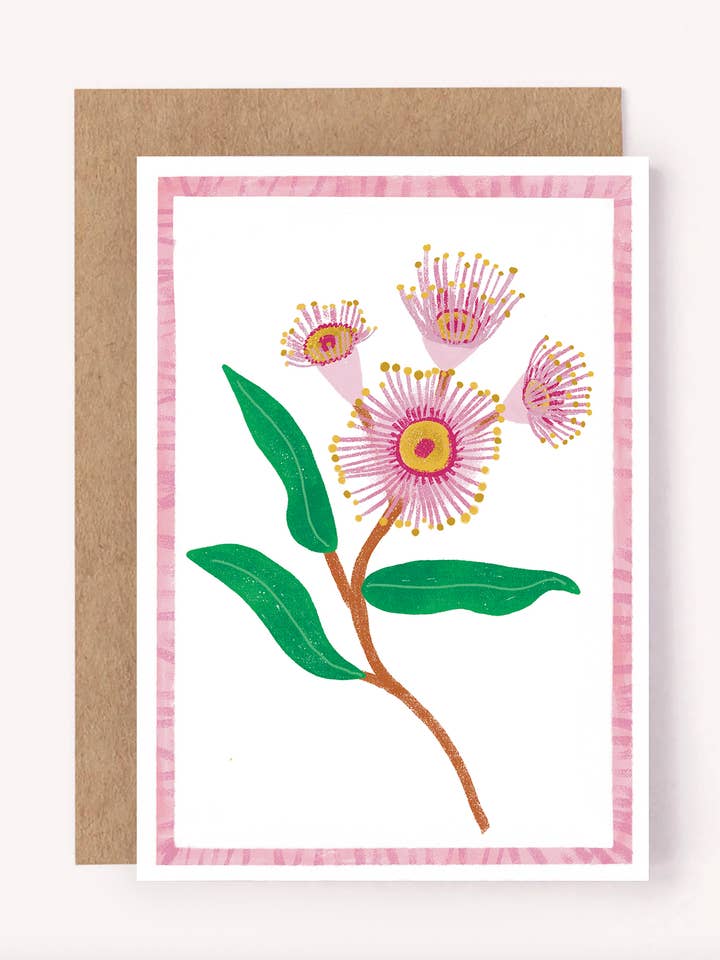 Carte Gum Australian Wildflower - Carte florale illustrée pour la vente par Lauren Sissons Studio