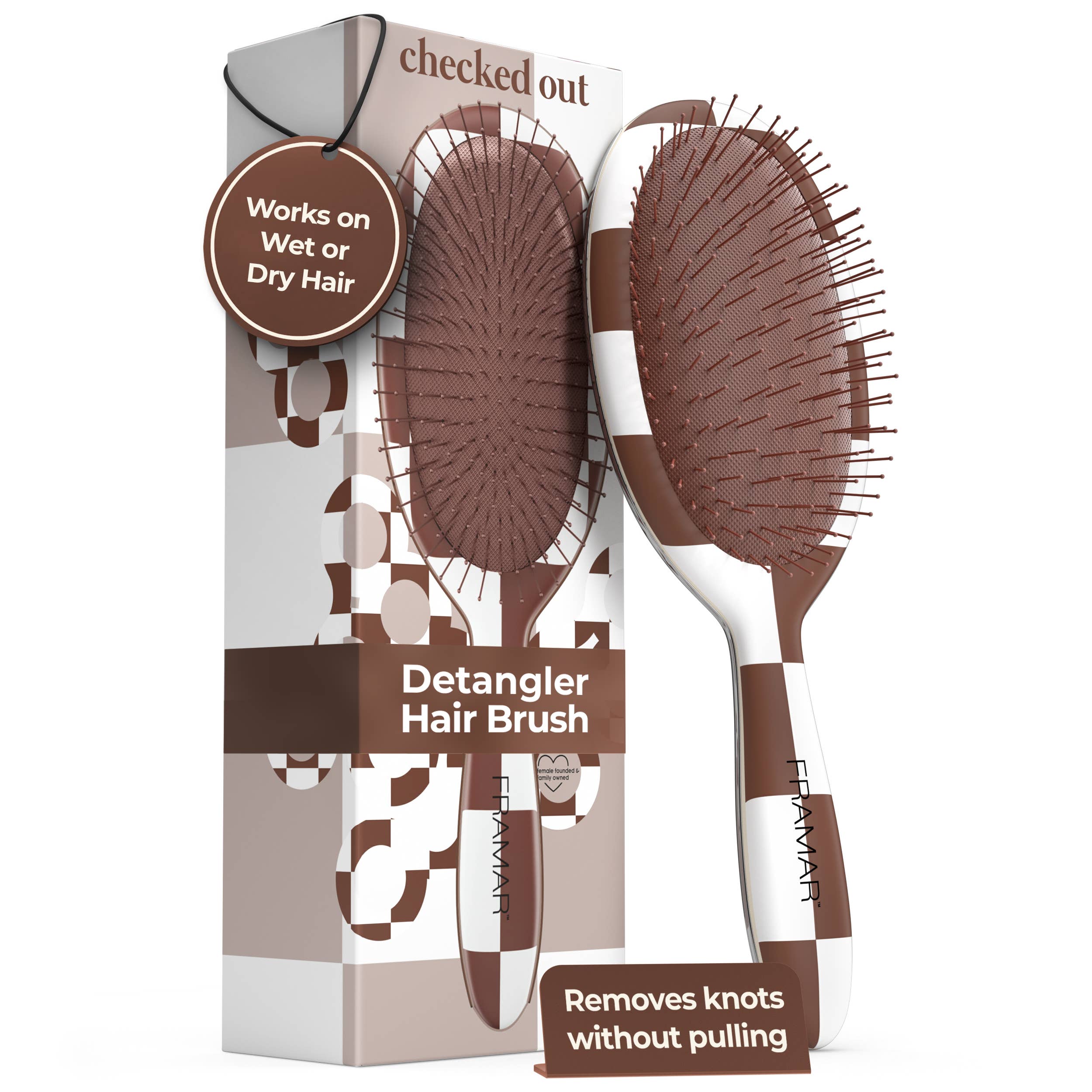 Framar Hair Brushes & Hair Accessories - Wholesale Hair Brush/Comb - FRAMAR Checkered Detangling Brush, Wet Hair Brush Detangler