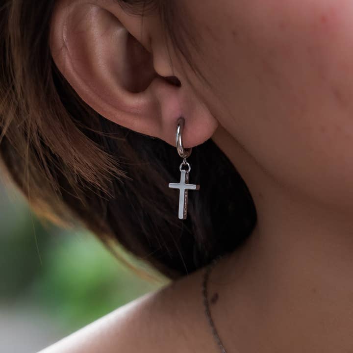 This is Eden - Wholesale Huggie earrings - Courageous Cross Earrings8