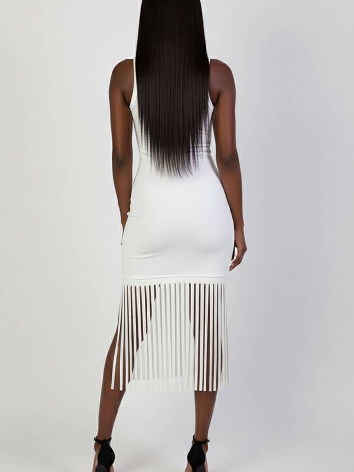 CAPELLA APPAREL - Wholesale Dress - Women's - Sleeveless Fringe Midi Dress11