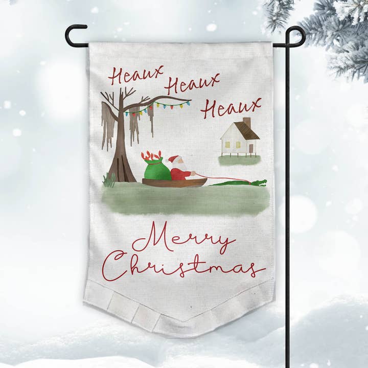 Christmas Garden Flag | Santa in the Swamp for wholesale by Sew Many Blessings LA