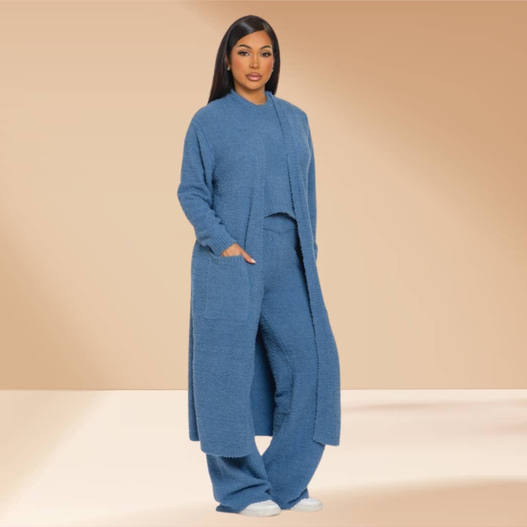 Celystrends - Vente Ensemble de vêtements d'intérieur – femme - Ensemble de 3 pièces Ensemble de détente douillet Teddy comme Skim13
