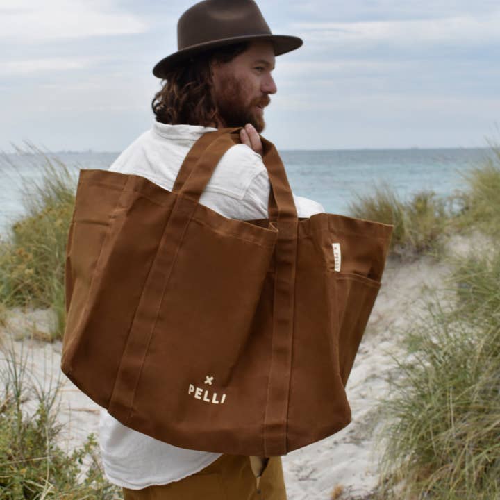Beachy Keen Waxed Canvas Beach Bag - Chai Tea for wholesale on Faire3