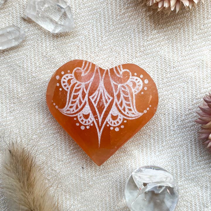Fractalista Designs - Wholesale Spiritual Stone/Crystal - PEACH Selenite Heart Crystal Mother's Day Gifts For Women6