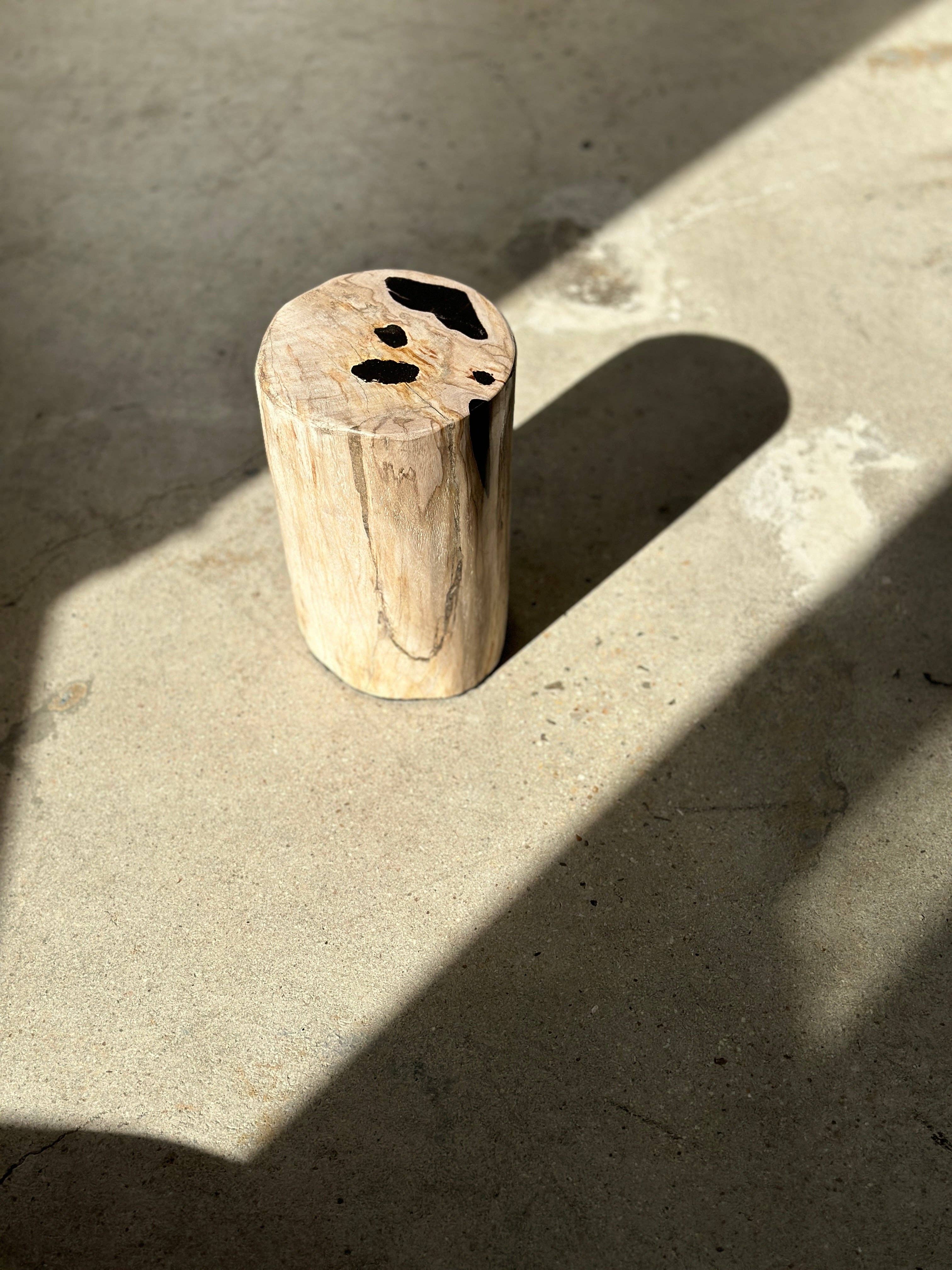 Office Objets - Wholesale Side Table - White petrified wood side table with black spots H:27.5 D:1849