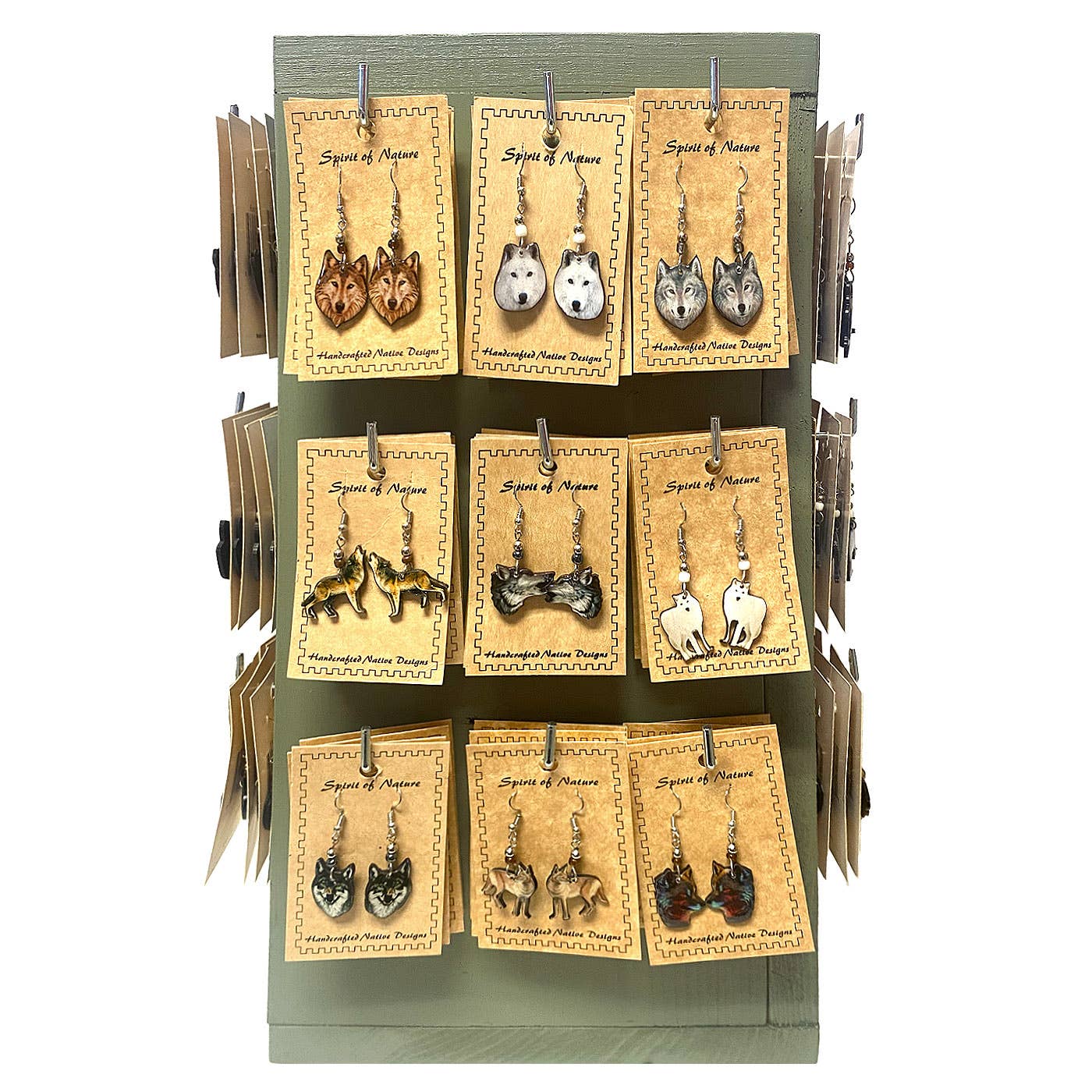 Pichincha - Wholesale Retailer Display - Jewelry - 72 Pcs Wildlife Carded Acrylic Earrings 2-Sided Wood Display3