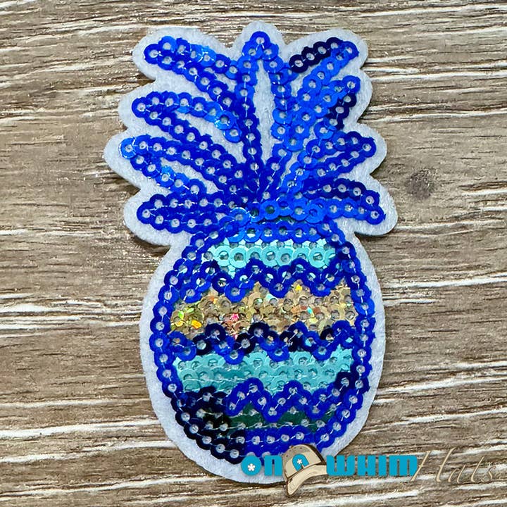 Pineapple Sequin Iron-On Patch for wholesale by On a Whim Hats