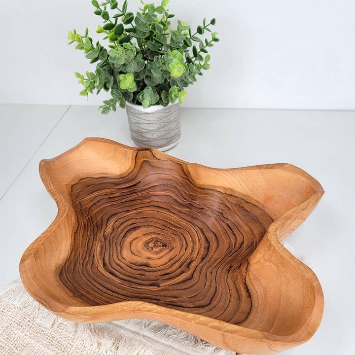 Natural Edge Wood Bowl, Teakwood Bowl, Wooden Salad Bowl, Teak Serving Bowl, Natural Wood Bowl, Organic Wood Bowl, Wood for wholesale by baligood