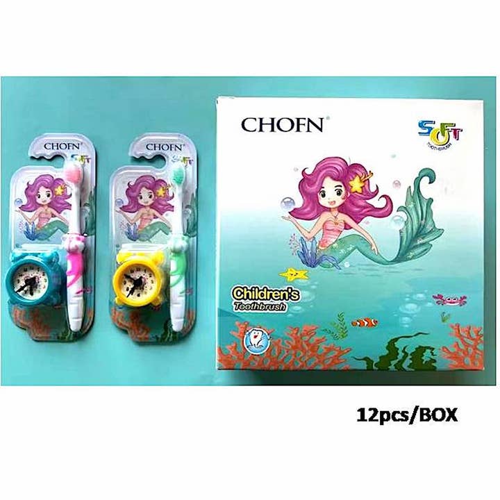 Atlas Fashion - Wholesale Toothbrush - Kids & Baby - 12 PCS Children's Toothbrush & Clock Toy Set1