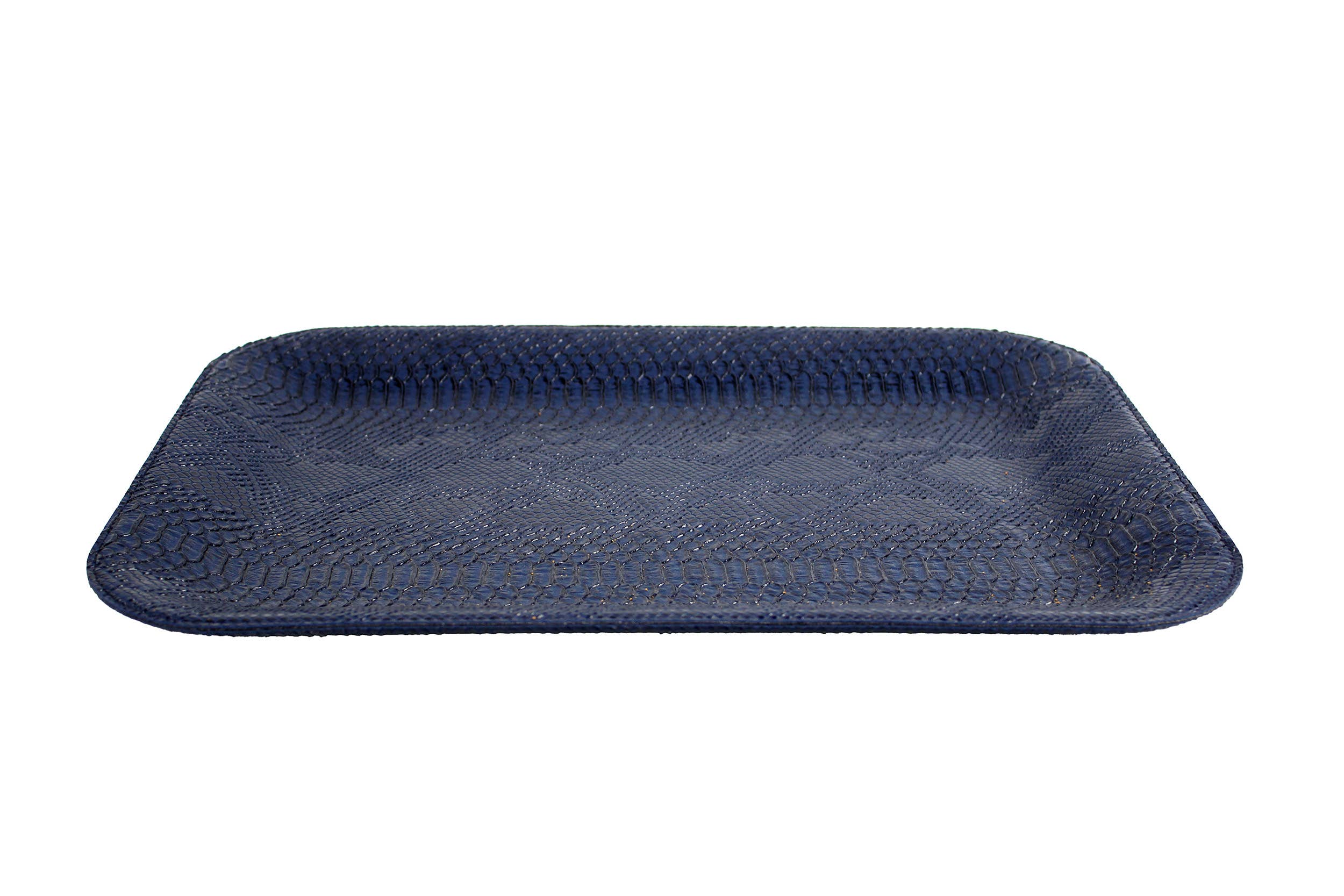 Signature Home Collection GmbH - Venta al por mayor Bandeja de servir - Bandeja grande y plana de piel sintética con forma de reptil de color azul oscuro2