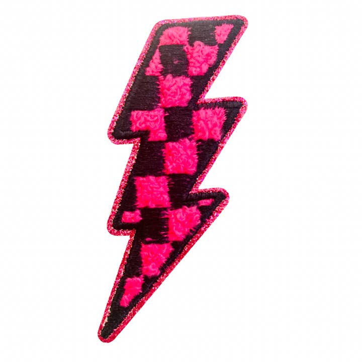 Écusson de camionneur Lightning Bolt rose à carreaux pour la vente par The Onion Patch