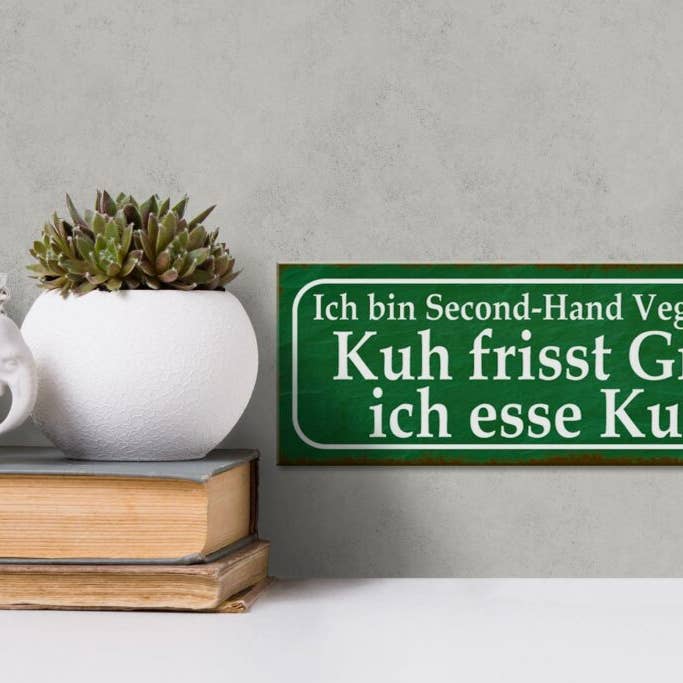 Femer - Wholesale Sign - Wooden sign saying 27x10cm I am second-hand vegetarian decorative sign wooden sign3