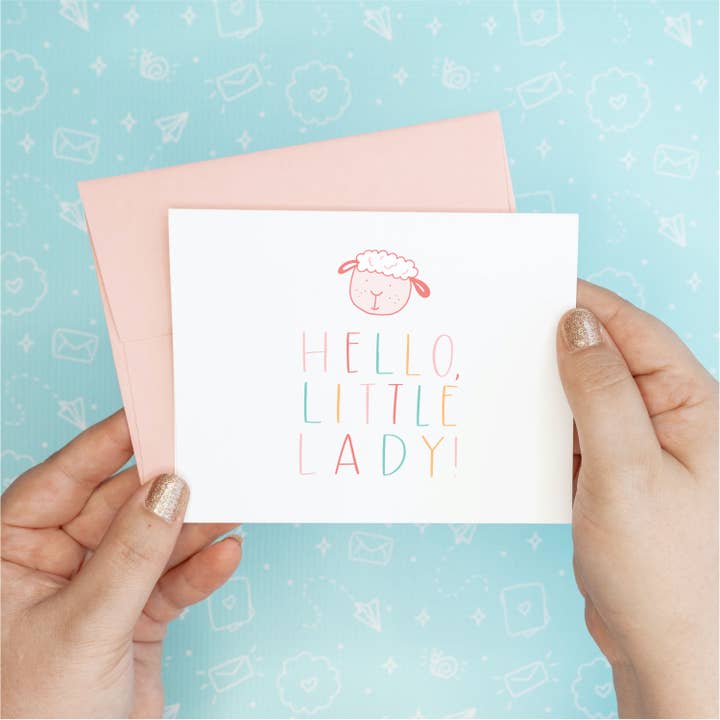 Little Lady New Baby Funny Recycled Greeting Card for wholesale by Colette Paperie