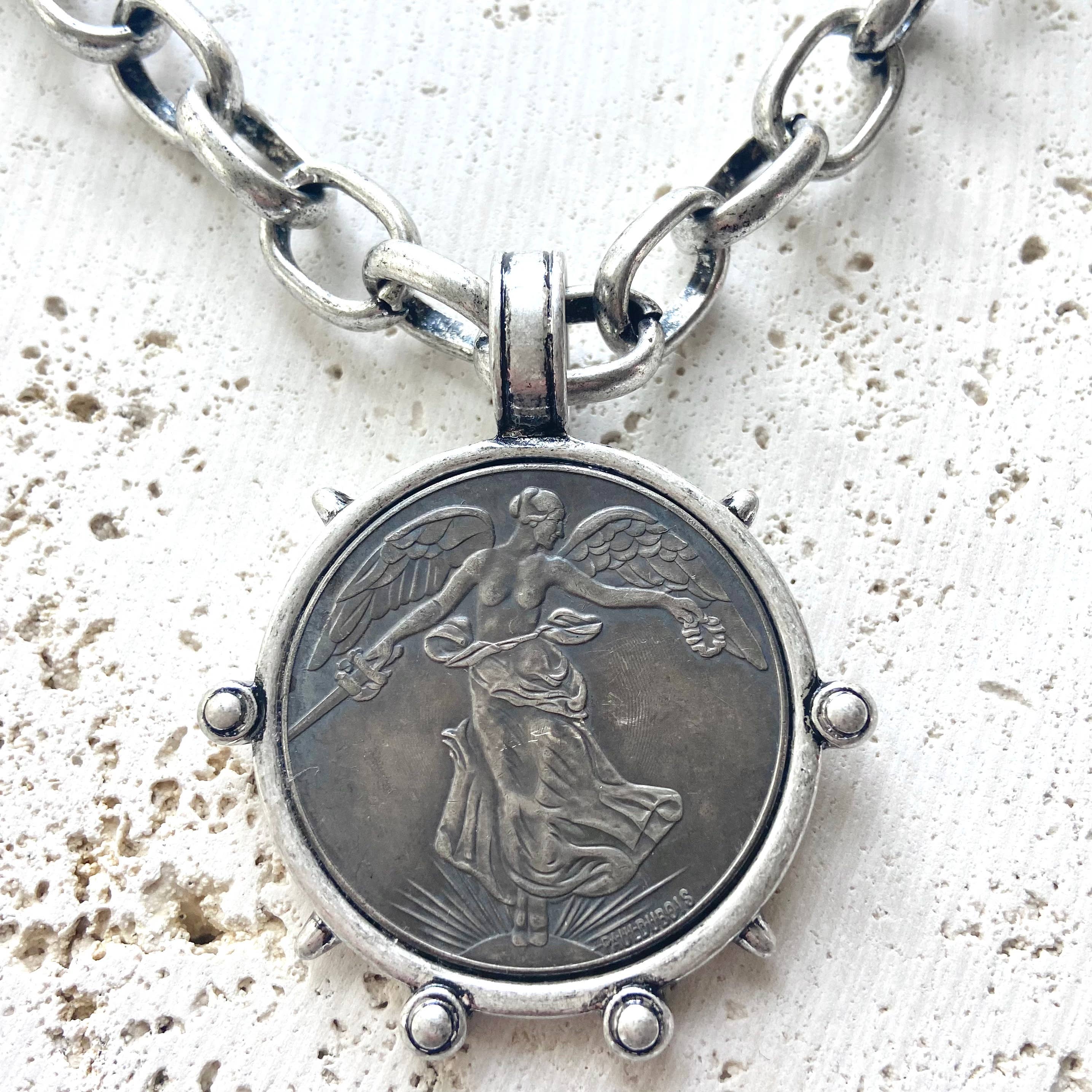 VB&CO Designs Handmade Jewelry - Wholesale Pendant/Charm Necklace - Medallion French Angel coin necklace boutique  jewelry3