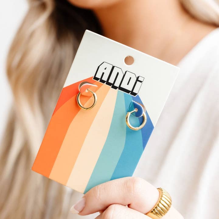 Shop Andi - Wholesale Hoop Earrings - 14mm Fundamental Hoops - Hypoallergenic - Gold and Silver1