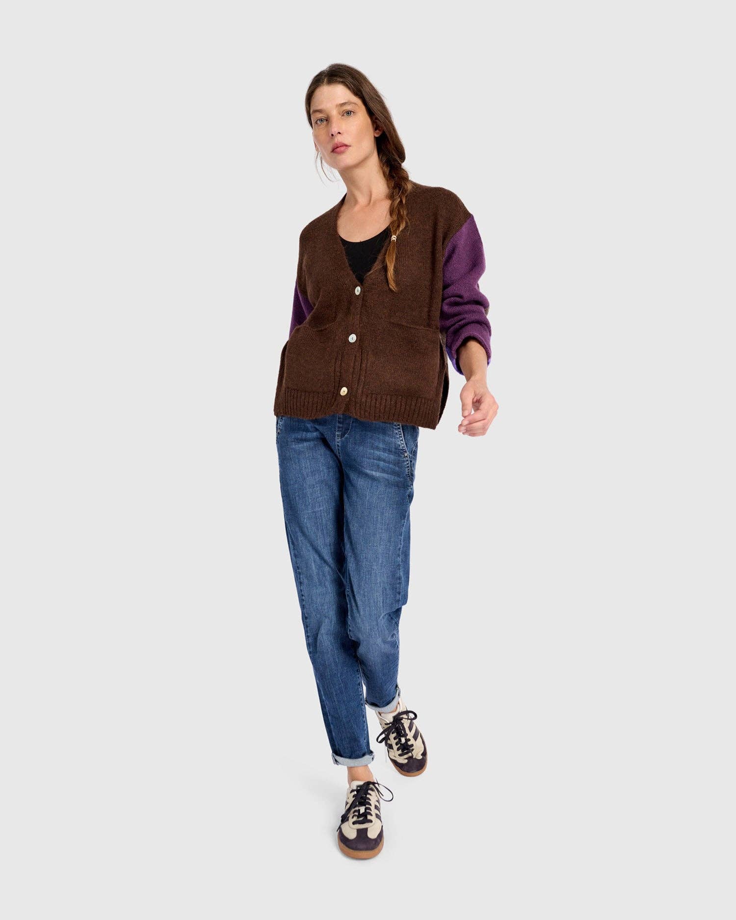 MIX Finch Cardigan, Brown/Purple for wholesale on Faire4