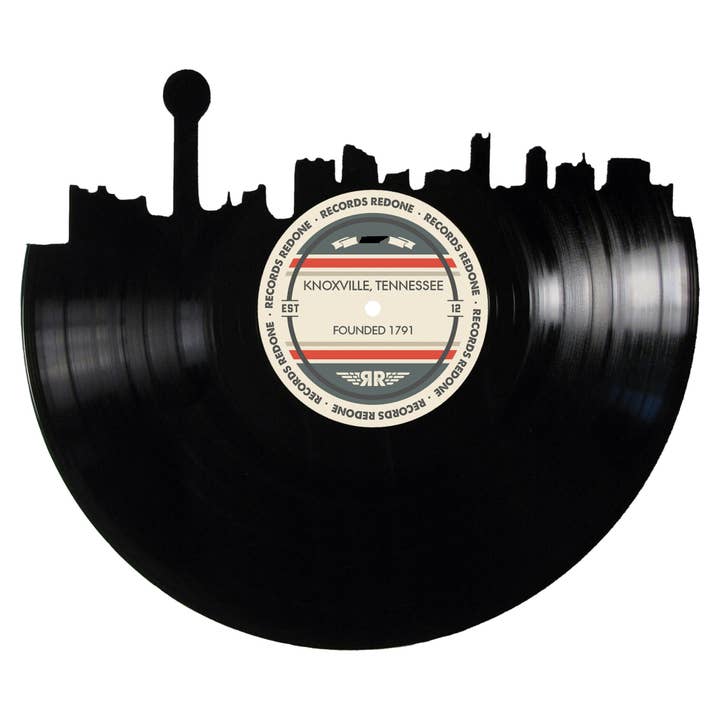 Records Redone - Wholesale Wall Accent - Knoxville Skyline Records Redone Label Vinyl Record Art
