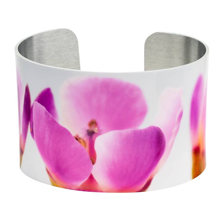 Wax Flower Wide Cuff Bracelet for wholesale by Wyldeflower Studio
