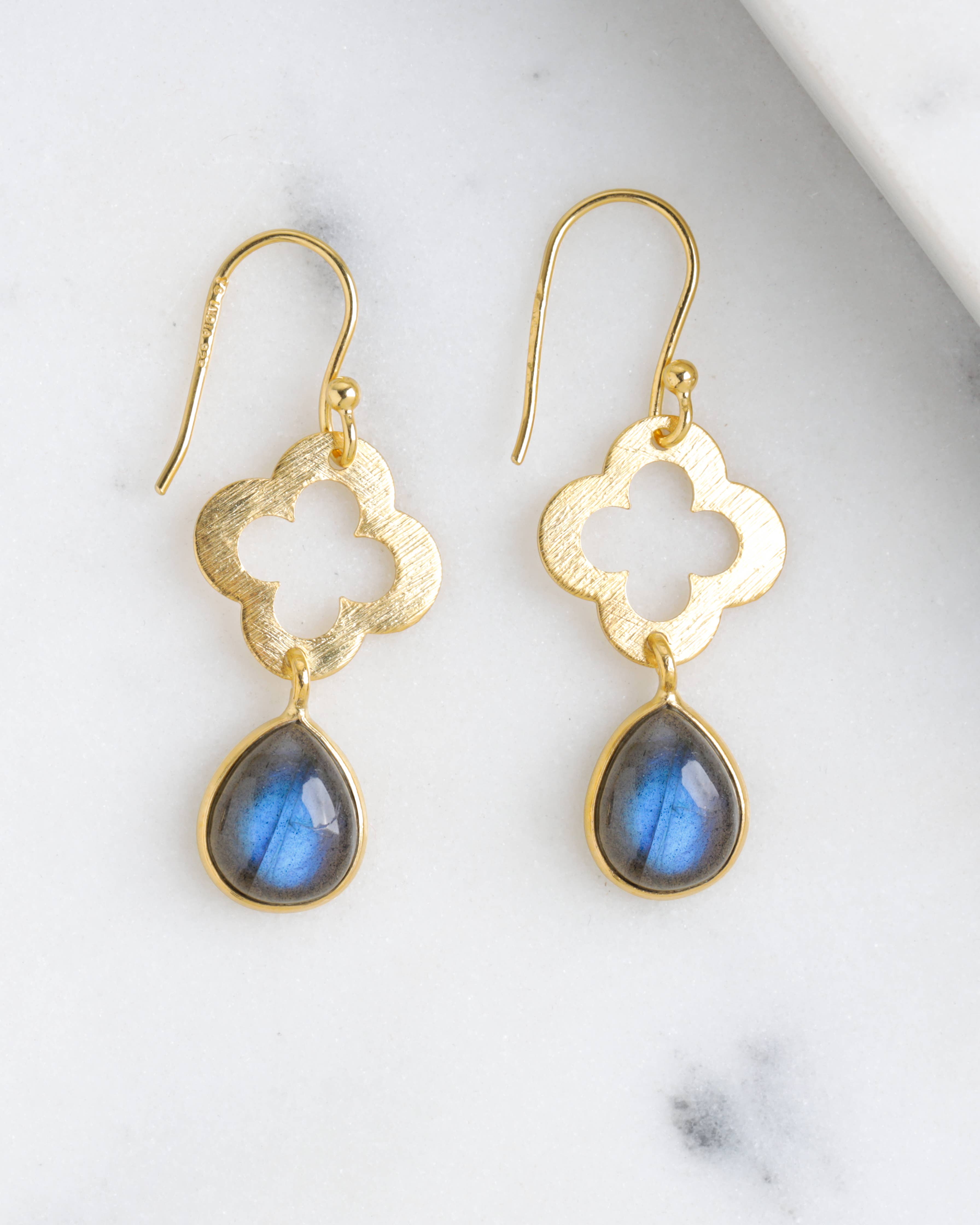 Tiramisu – Engroshandel Hængeøreringe og creoløreringe – 14K guldbelagt sølv labradorit ædelstens øreringe1