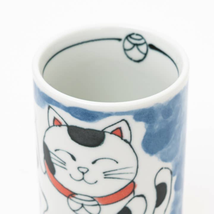 U PLUS INC - Wholesale Coffee Mug - Japanese Maneki-Neko Lucky Cat Porcelain Cup - Blue3